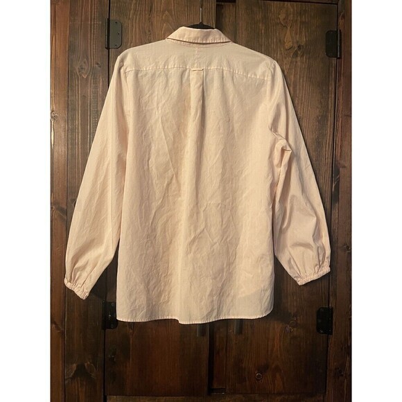 VINCE Long Sleeve V-Neck Cotton Light Pink Blouse Relaxed Fit Sz Medium - Picture 2 of 4